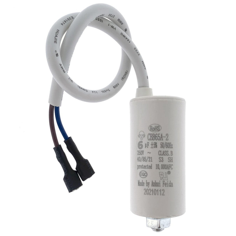 CBB65A-2 Compressor Run Capacitor 6uF 250VAC 50/60Hz Screw Fixing UL RoHS