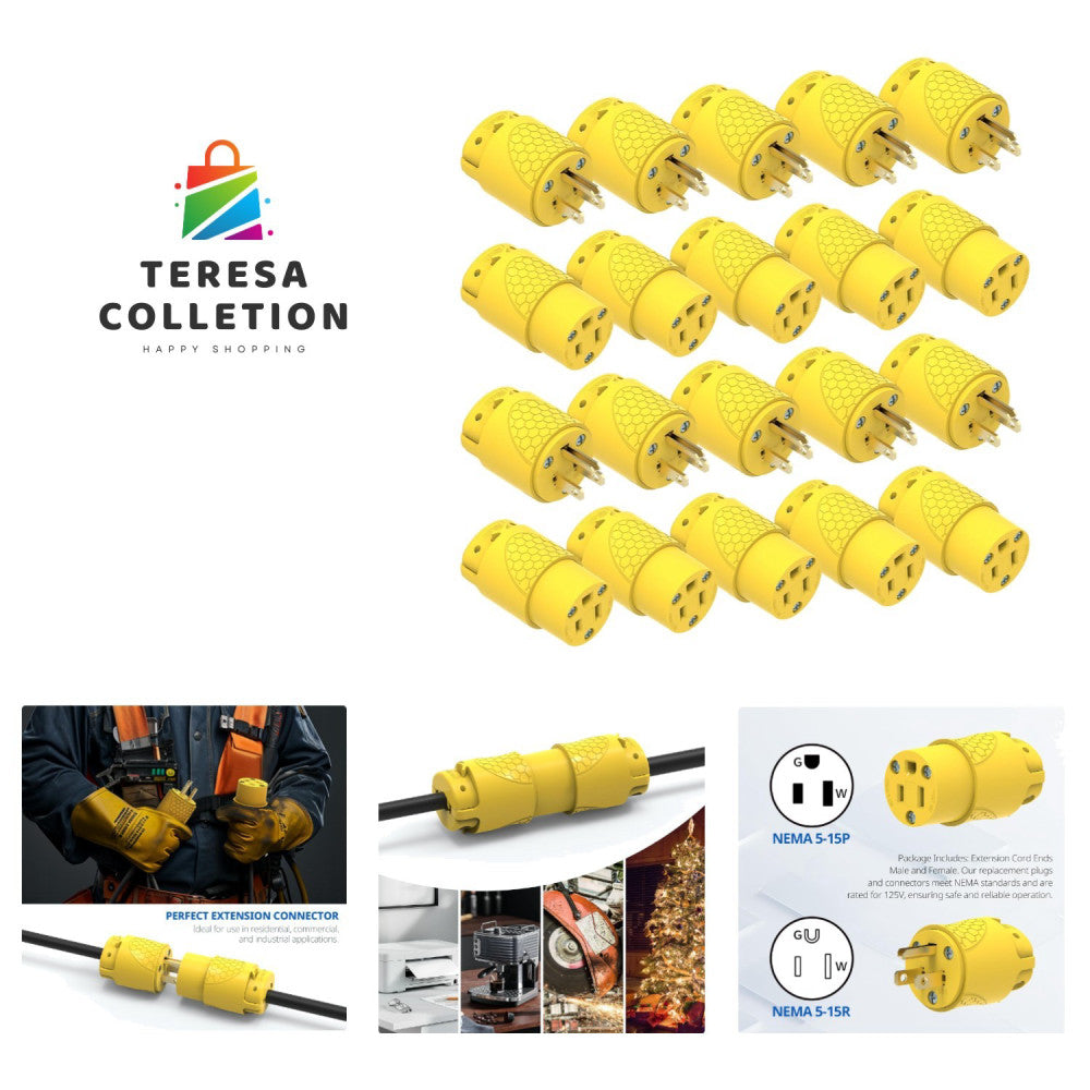 10-Piece Electrical Replacement Plug & Connector Set for Safe Repairs - Yellow