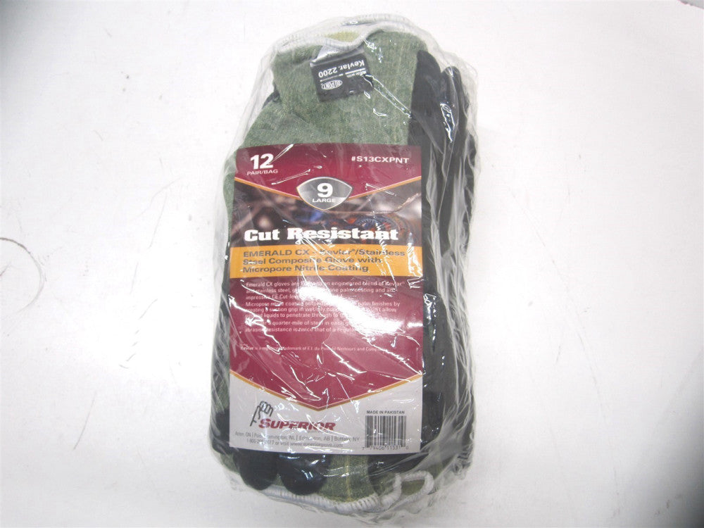Superior (S13CXPNT-9) Size 9 Knit Gloves with Micropore Nitrile Palms - Qty 12