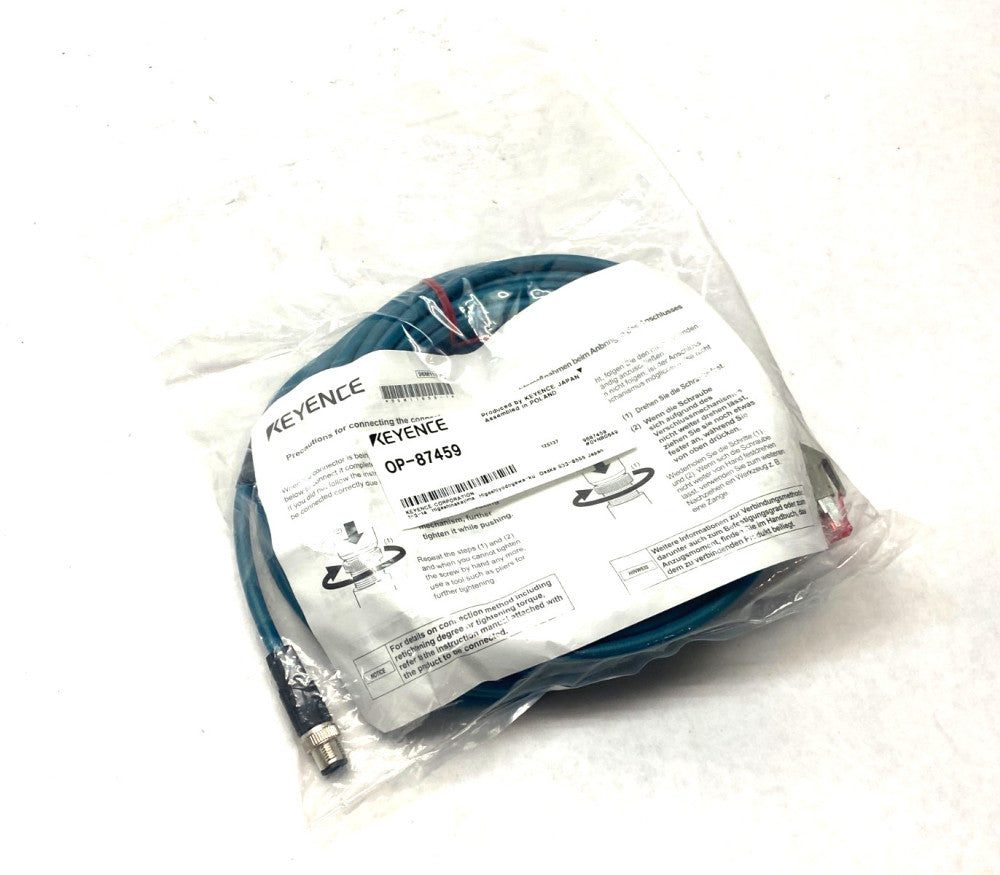 Keyence OP-87459 Ethernet Cable M14 4-Pin to RJ45 10m Length