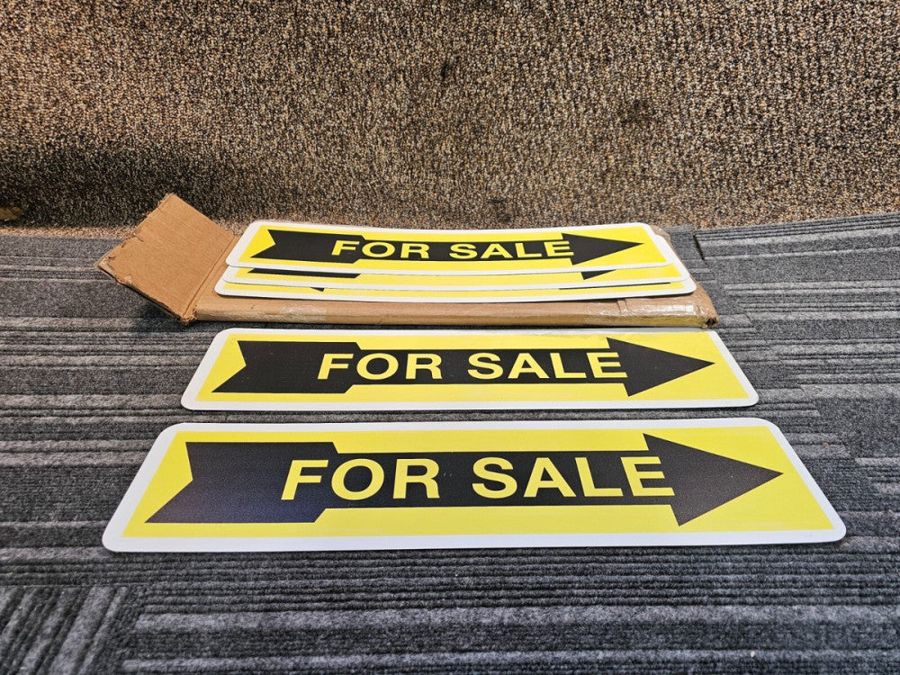 (QTY 5) Aluminum Metal Sign 24-inch L x 6-inch W Black & Yellow For Sale Signage