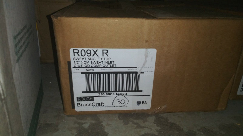 (1 BOX OF 30) NEW Brasscraft MULTI-TURN SUPPLY STOP COMP R09X R