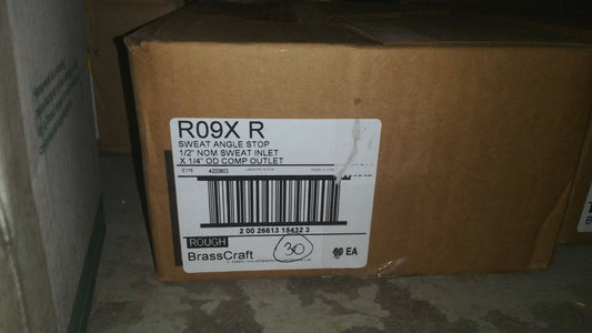 (1 BOX OF 30) NEW Brasscraft MULTI-TURN SUPPLY STOP COMP R09X R