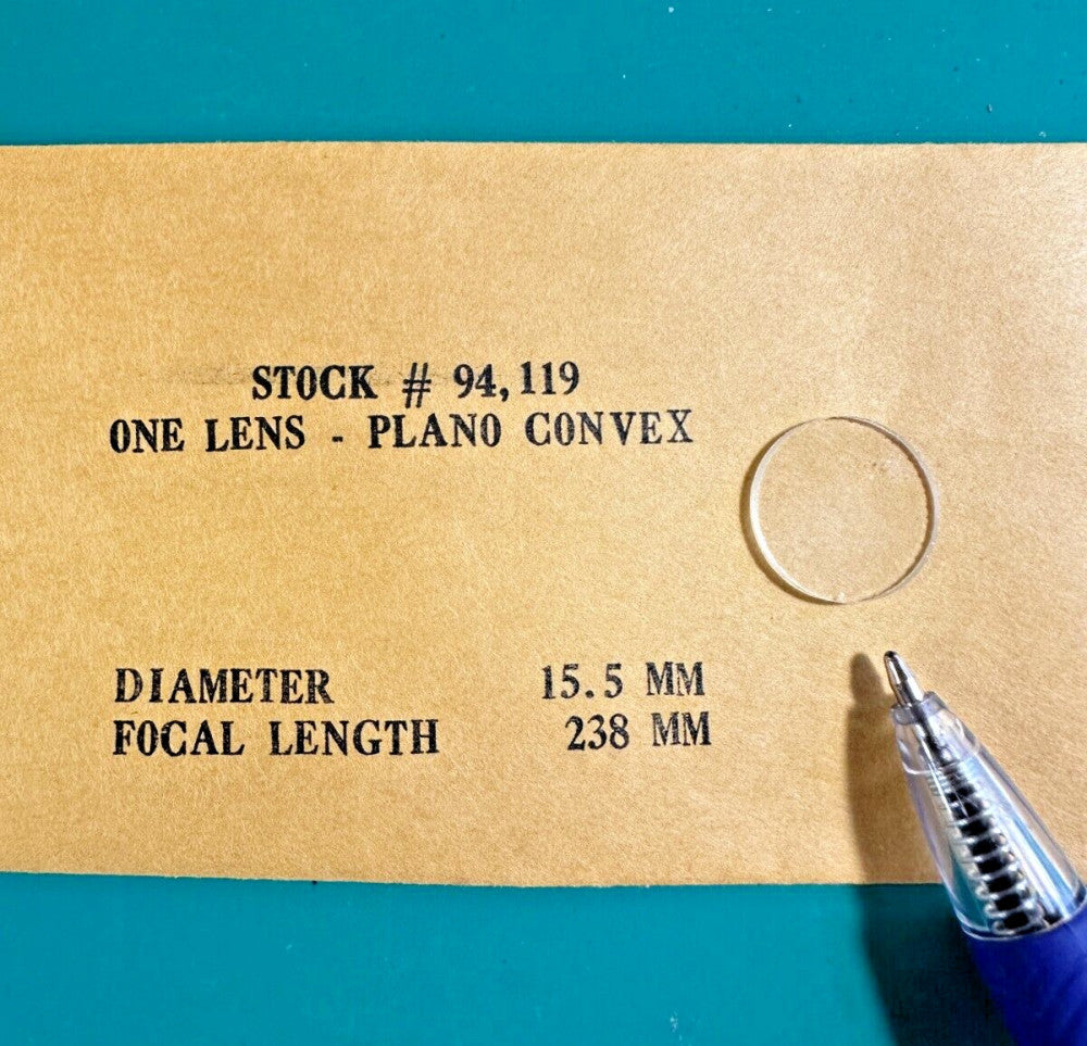 Edmund One Lens Plano Convex 15.5mm Diameter 238mm Focal Length