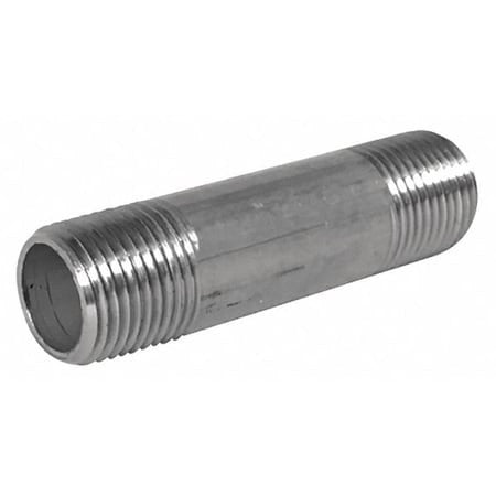 Zoro Select E6bnb02 1/4" Mnpt X 1-1/2" Tbe Stainless Steel Pipe Nipple Sch 80