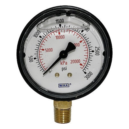 Wika 113.13.25.3000.L Commercial Pressure Gauge, 0 To 3,000 Psi, 2 1/2 In Dial,