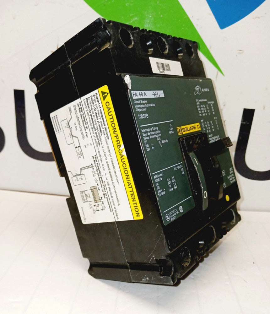 Square D 60 Amp Circuit Breaker 3 Pole 240 VAC / 250 VDC  FAL32060