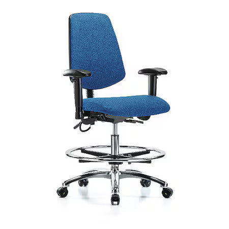 Zoro Select Br-Esd-Fmbch-Mb-Cr-T1-A1-Cf-Ec-Esdblu Esd Task Chair, Fabric, Blue,