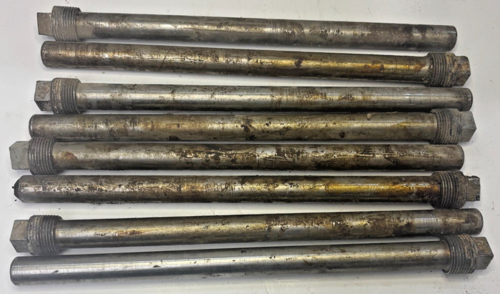 STEEL ANODE RODS LOT OF 8 DIAMETER 3/4" TPI 14 LENGTH 12-3/8" HEAD OAD 5/8"X3/8"