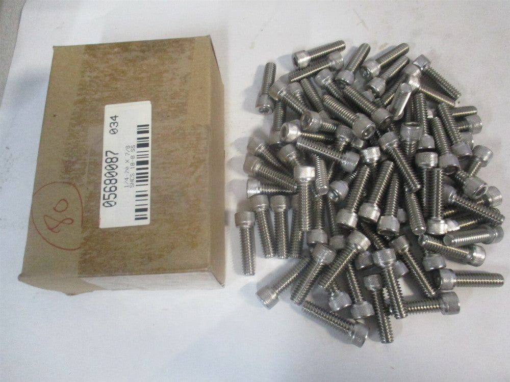 (198623) 1/4-20 UNC 3/16" 18-8 Stainless Steel Hex Socket Cap Screw - Pack of 80