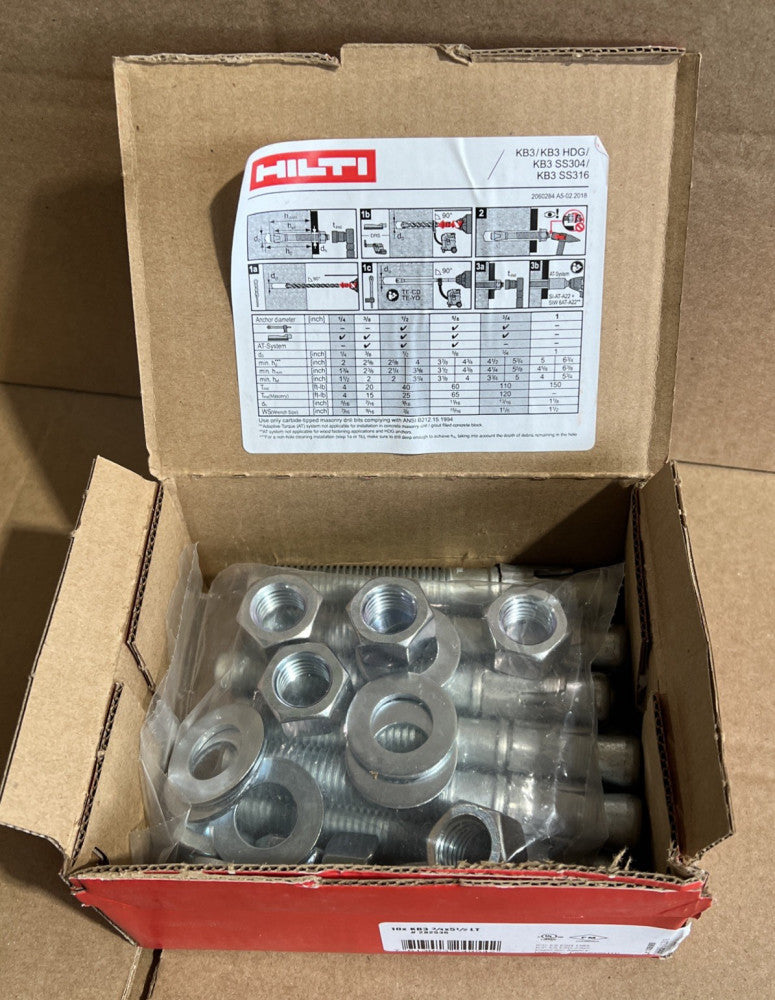 Hilti KB3 Expansion Anchor - Carbon Steel - 3/4" x 5-1/2" LT #282536 - BOX OF 10