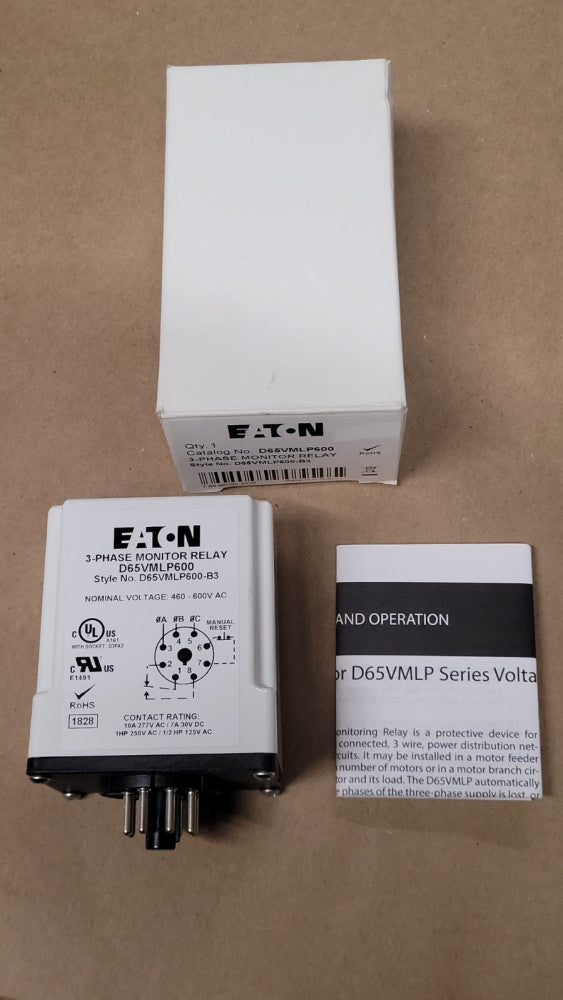 Eaton D65VMLP600 3-phase Voltage Monitoring Relay