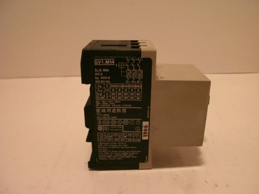 TELEMECANIQUE GV1-M14 MOTOR PROTECTOR 6-10 AMP 3 POLE 660VAC