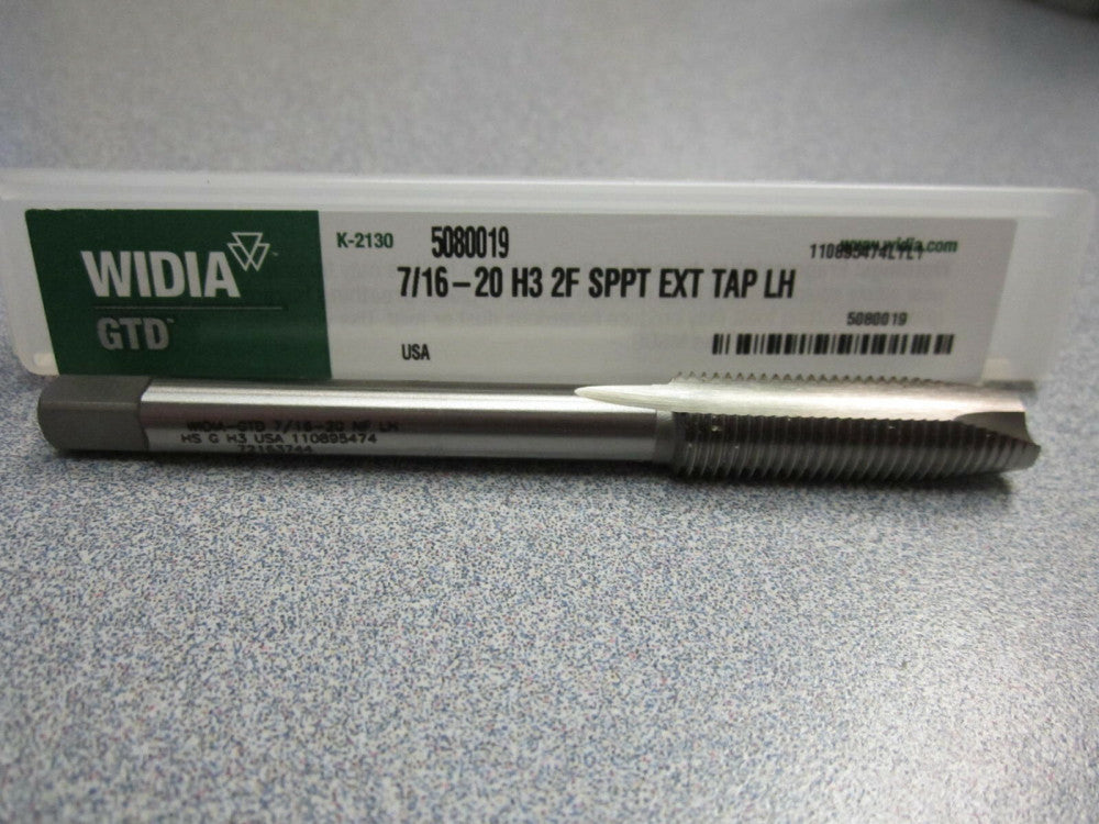Widia (5080019) LH 7/16"-20 Spiral Point Extension Tap Plug 2F H3 LH