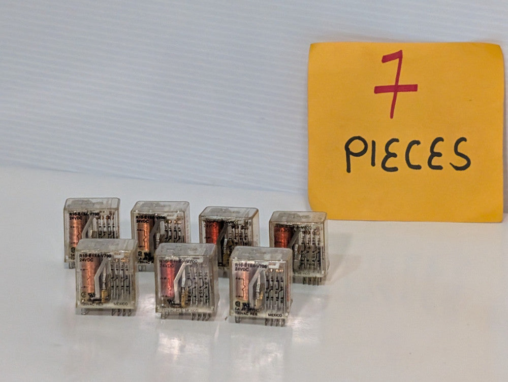 Lot of 7 Potter & Brumfield R10-E1X4-V700 Power Relay, 24vdc Coil, 5a, 4pdt