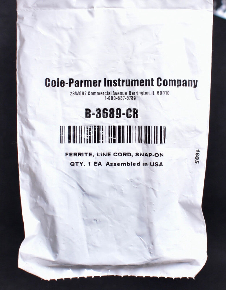 Cole Parmer Line Cord Snap-On Ferrite  B-3689-CR  Factory Sealed