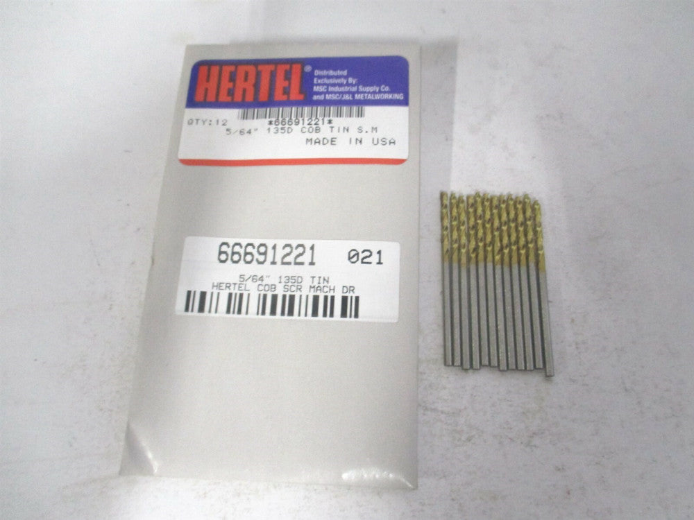 (66691221) 5/64" x 1-11/16" 135° Spiral Cobalt Screw Machine Drill Bit - Qty 12