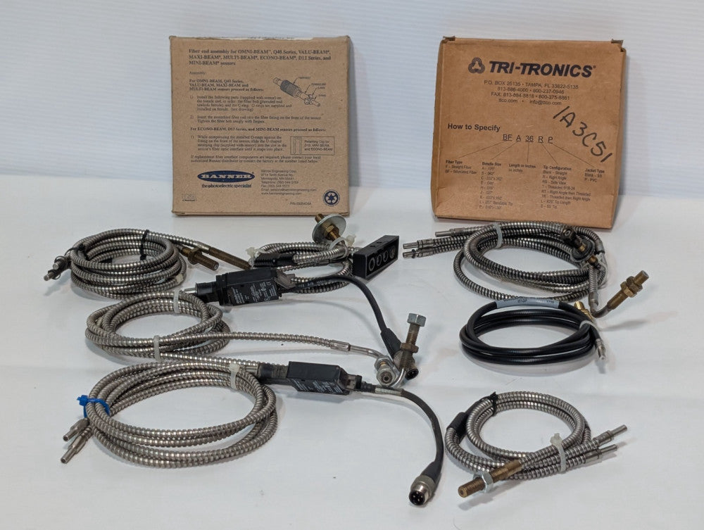 Lot of Banner, Allen-Bradley, Tri-Tronics fiber optic sensor assembly components