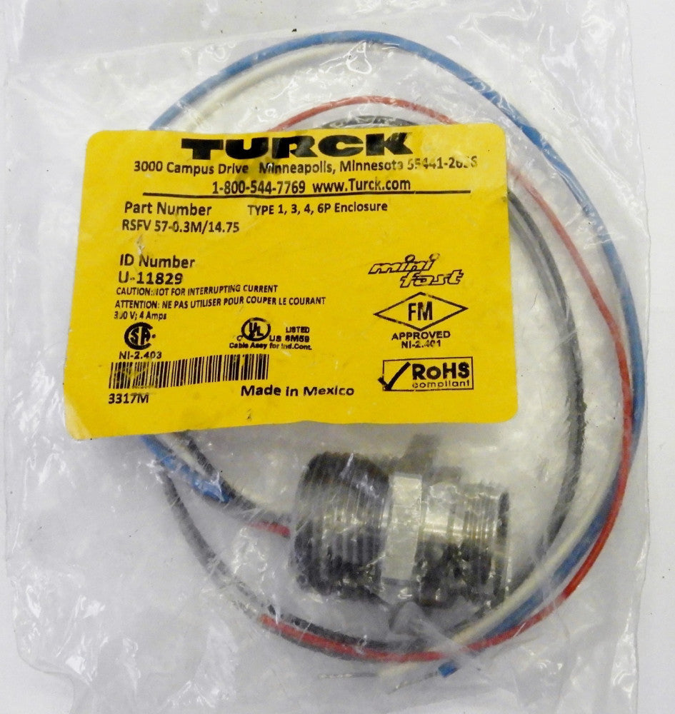 Turck RSFV 57-0.3M/14.75 U-11829 New