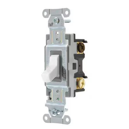 Hubbell Wiring Device-Kellems Csb315w Wall Switch,15A,Wht,1/2 Hp,3-Way Switch