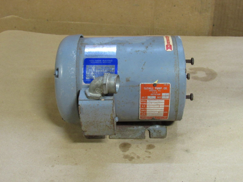 TUTHILL PUMP CO MOTOR B2725-3 1/3 HP 208-220/440V 3PH 1725RPM 2M4-48412 FRAME