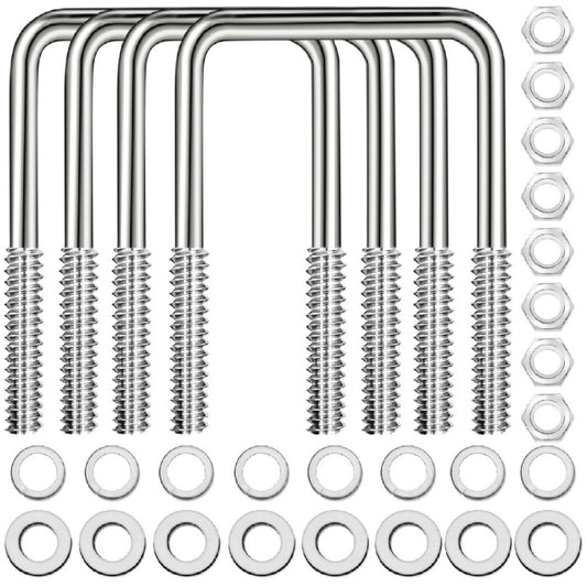 4 Sets 304 Stainless Steel Square U Bolt,U Bolts 3 inch Wide,1/2" D x 3-1/16"...