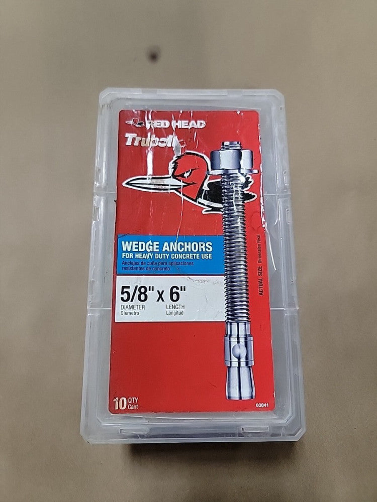 Red Head 5/8" x 6" Trubolt 304 Stainless Steel Wedge Concrete  Anchor Box Of 10