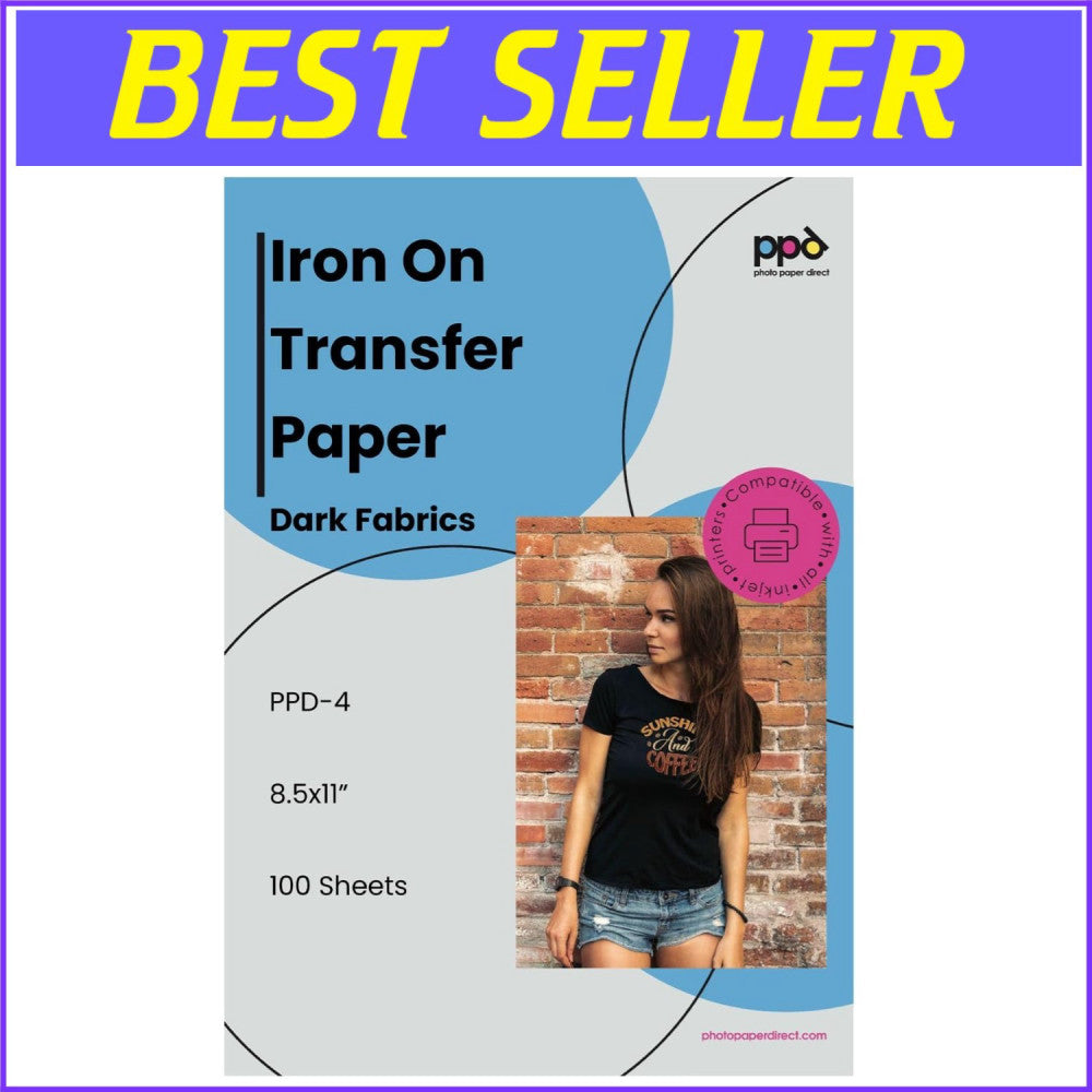 100 Sheets 8.5x11" Inkjet Heat Transfer Paper for Dark Fabrics - Premium Quality