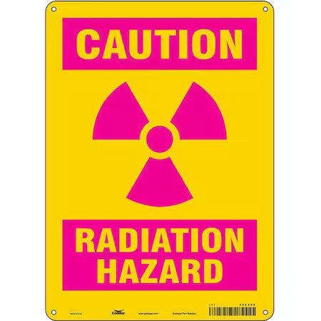 Condor 452A06 Radiation Safety Sign, 14 In H, 10 In W, Aluminum, Vertical