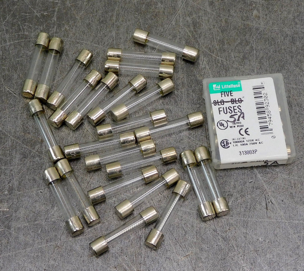 Littelfuse 313003P Glass Cartridge Fuse 250V 5A Lot of Twenty-Eight (28)