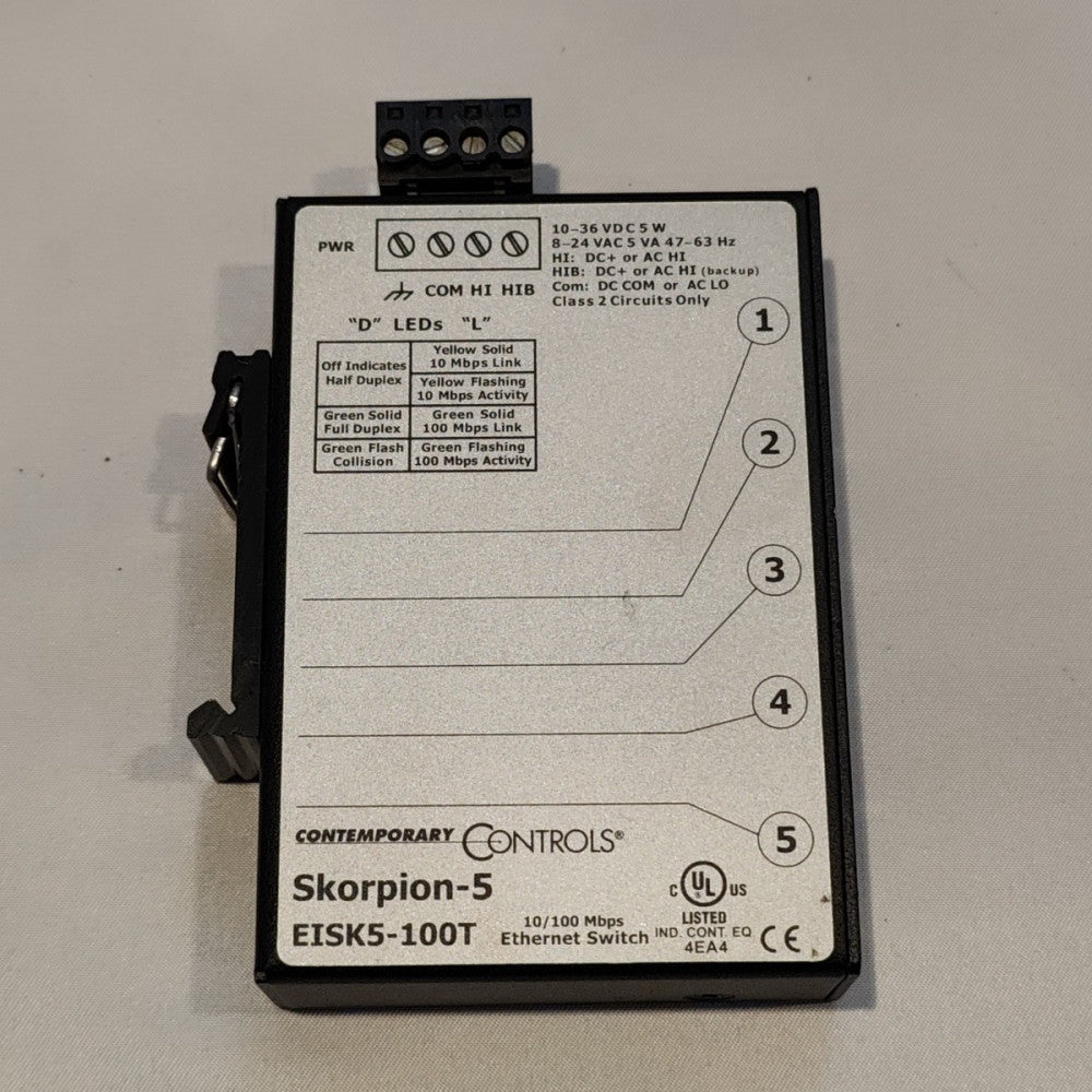 Contemporary Controls EISK5-100T Skorpion-5 Port Ethernet Switch STOCK L-366-C
