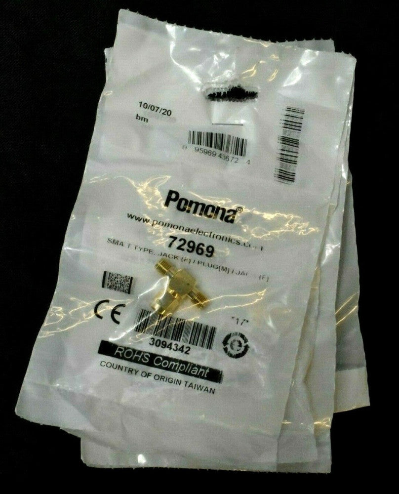 [Pack of 5] Pomona 72969 SMA T Type Tee Adapter Jack (F) / Plug (M) / Jack (F)