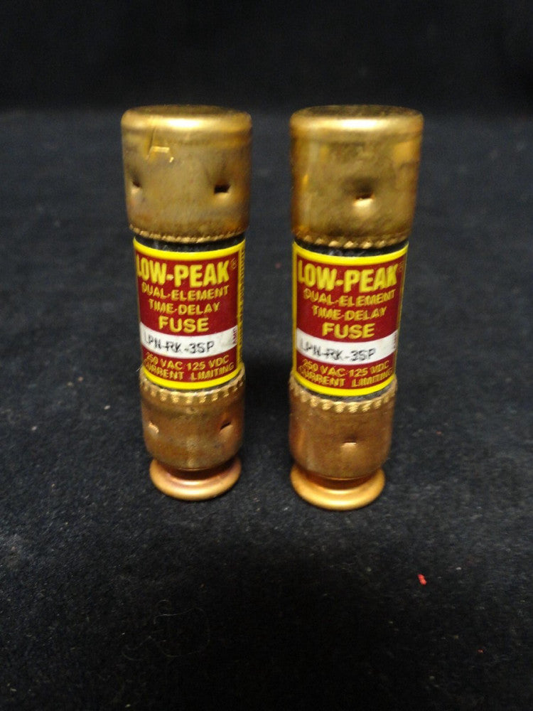 LOT OF 2 ~ BUSSMAN ~ LOW PEAK ~ LPN-RK-3SP ~ FUSE ~ NEW ~ 250 VAC / 125 VDC