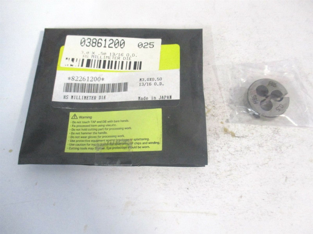 (314-1063) M3x0.50 13/16" OD Metric Coarse HSS RH Round Adjustable Die 