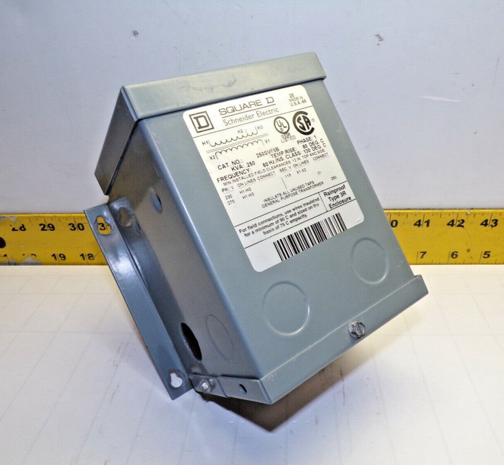 SQUARE D .250 KVA TRANSFORMER 230/270V PRI 115V SEC 3R SINGLE PHASE  250SV75B