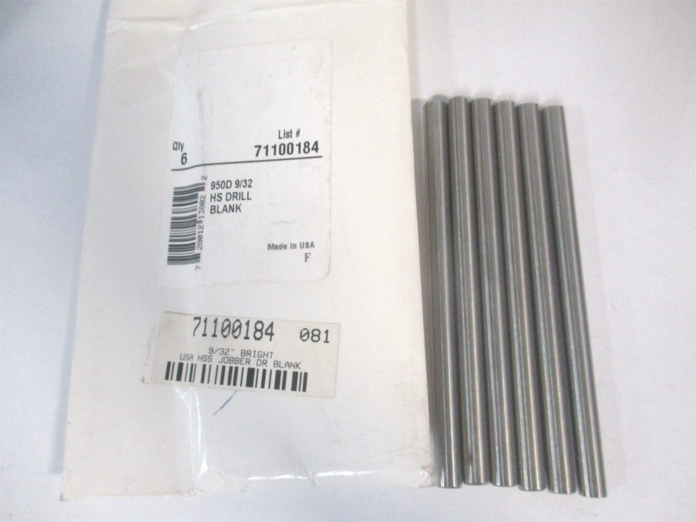 (950D 9/32) 9/32" x 4-1/4" OAL Bright Finish HSS Long Drill Blank - Pack of 6