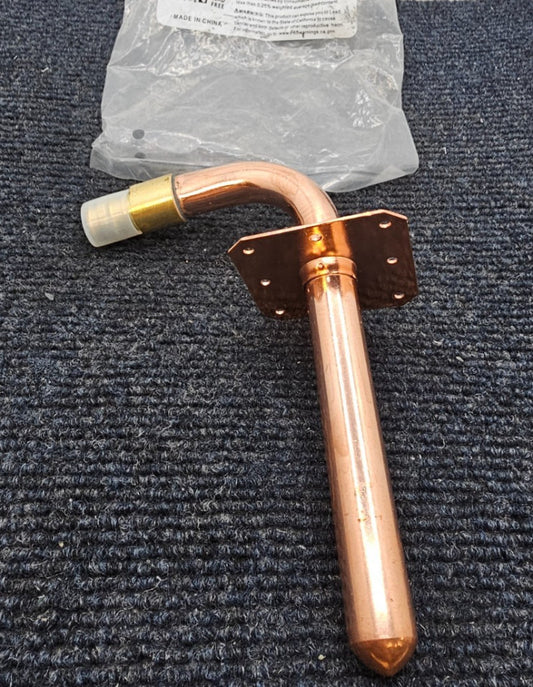 (QTY 2) F1960: Pex Expansion Copper Stub Out Elbow with Wall Flange, 1/2", 6 Inc