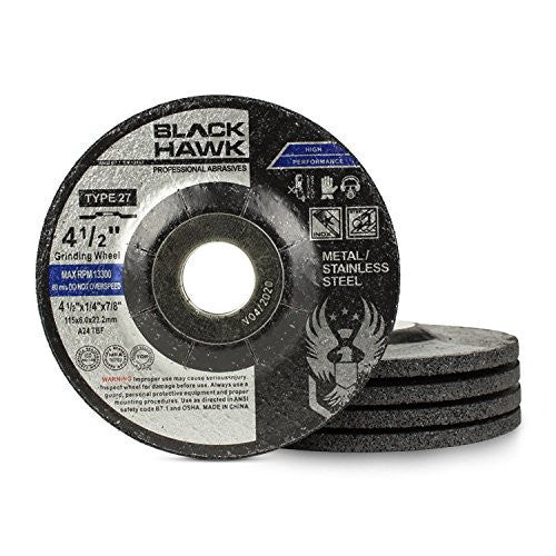 BHA Depressed Center Metal Grinding Wheels for Angle Grinders, 4.5” x 1/4” x ...