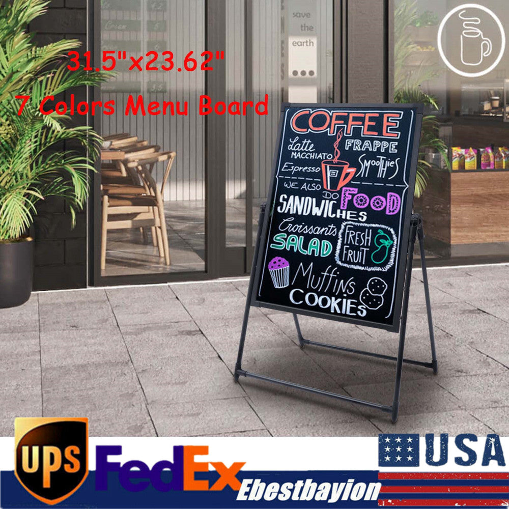 LED Message Board Sign Illuminated Neon Erasable Menu Board Adjustable Height 