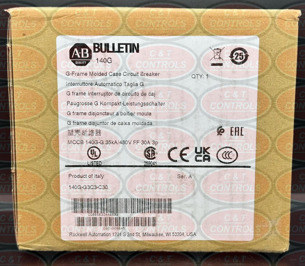 Allen Bradley 140G-G3C3-C30 Circuit Breaker 30A 480V New In Box USA Stock