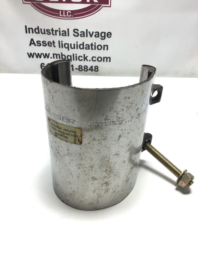 Dresser 116 Pipe Repair Clamp Stainless Steel Temp Range -20F/+150F MAOP 150G