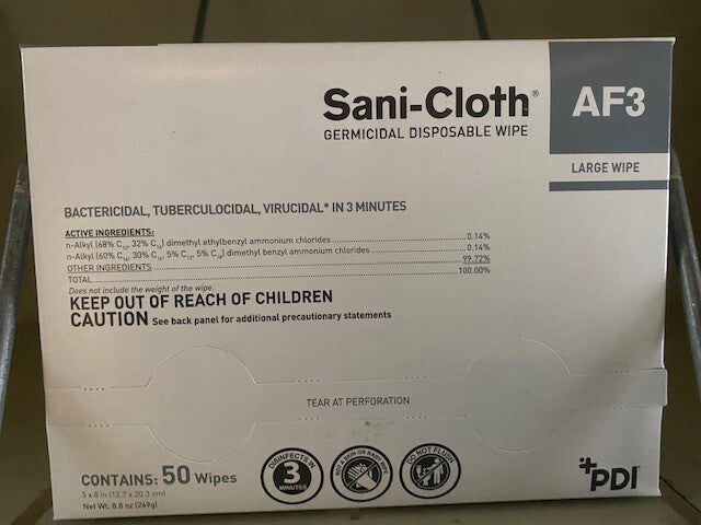 PDI H59200 Sani-Cloth AF3 Wipes, Large Individual Packets, Pack, 50, Wipes 5x8in