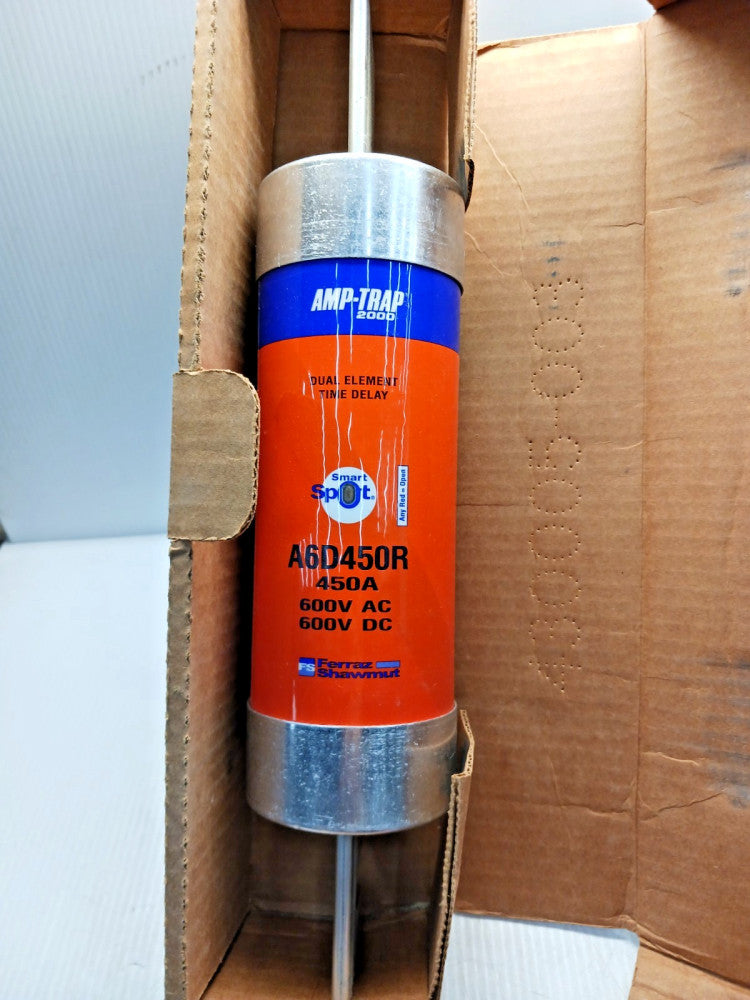 New Gould Shawmut A6D450R 450 Amp Trap Fuse 600A 600V Smart Spot