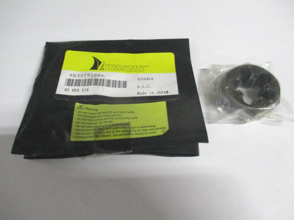 (367-0362) 9/16-18 UNF Thread 1/2" x 1-1/16"HSS RH Hex Rethreading Die 