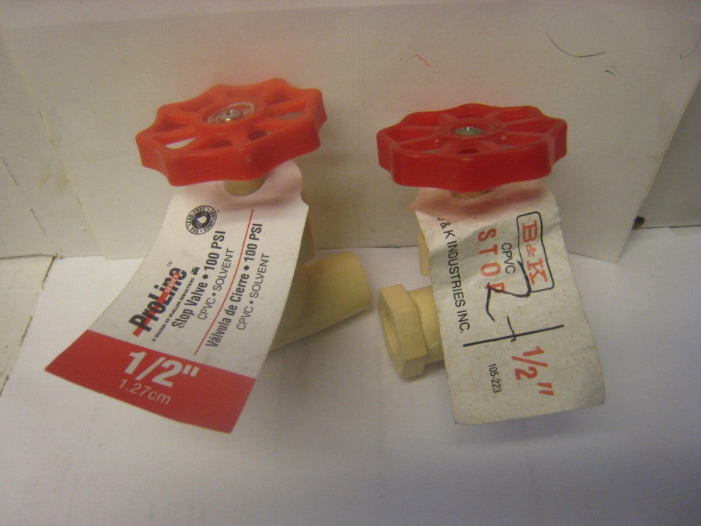 2  1/2" stop Valves ONE PROLINE 105-223 CPVC  & ONE B&K  Slip solvent weld