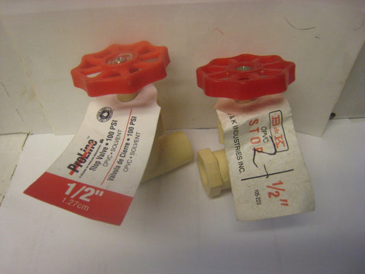 2  1/2" stop Valves ONE PROLINE 105-223 CPVC  & ONE B&K  Slip solvent weld