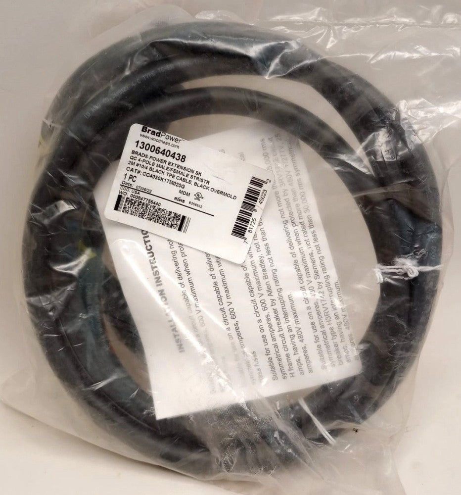 Brad Power 1300640438 Extension Cable CC4030K17M020G Woodhead
