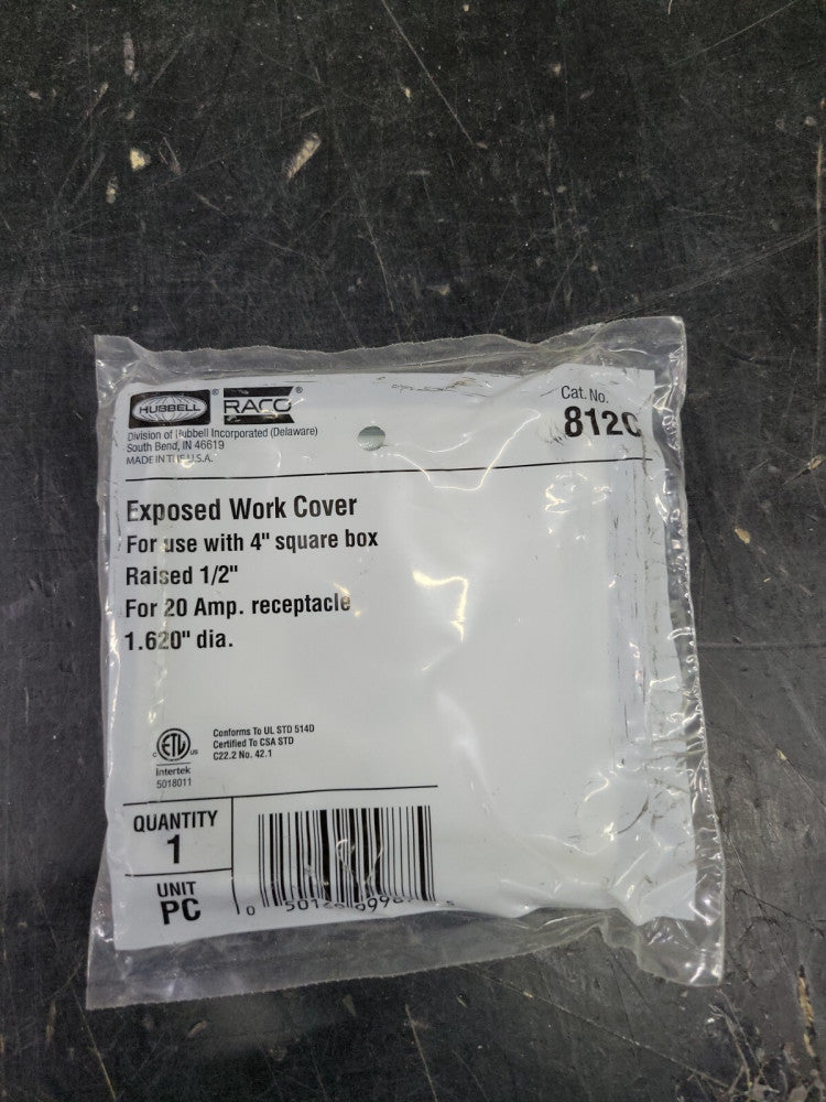 1) New Hubbell 812C Exposed Work Cover 20 Amp Receptacle