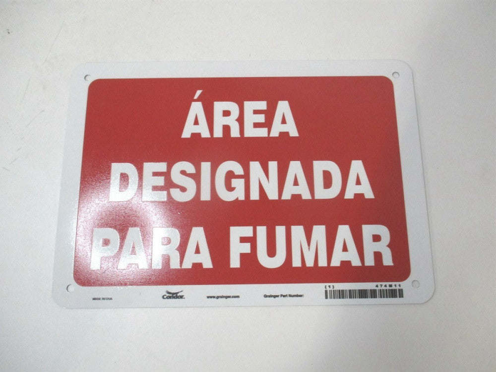 (474M11) 7 in x 10 in Area Designada Para Fumar Spanish Aluminum Safety Sign