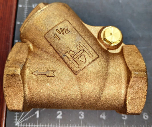 1-1/2" NPT Bronze Y Swing Check Valve, 200S/400W, Milwaukee Valve 508 NEW [D1S3]